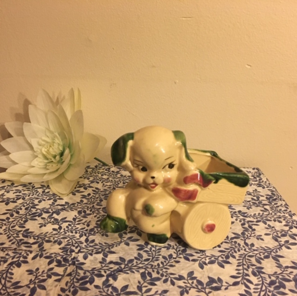 Vintage florists planter dog and cart